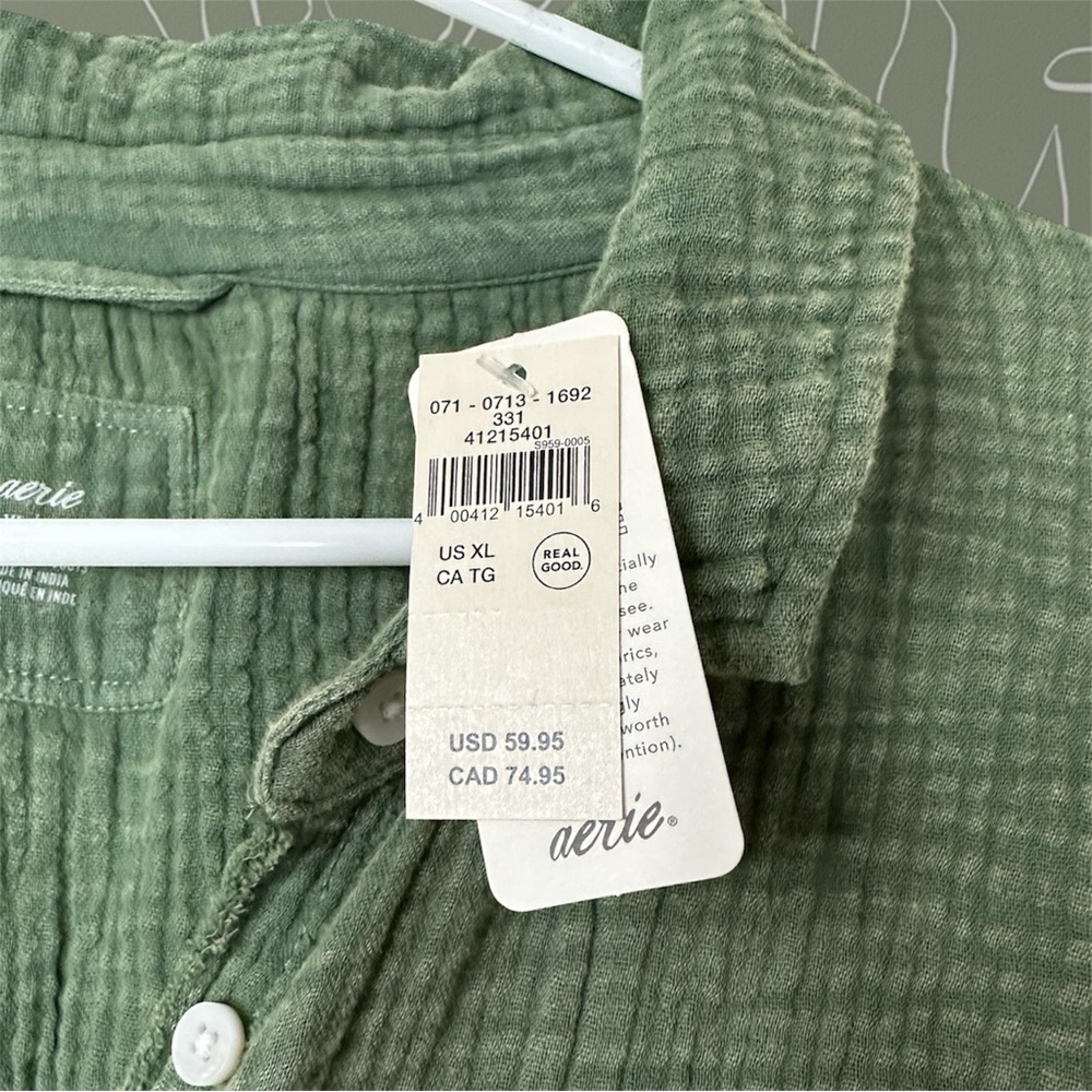 Aerie Long Sleeve Button Up Tie Waist Romper - Picture 3 of 4
